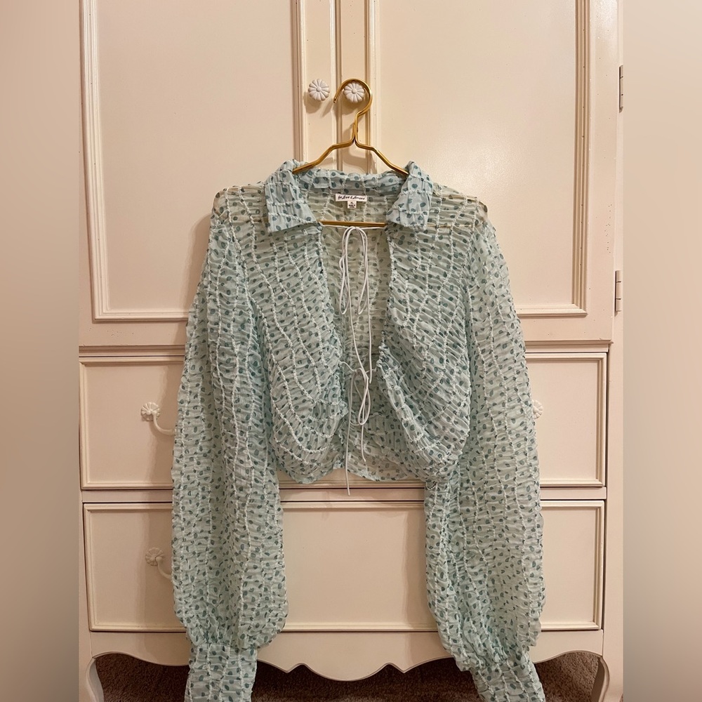 For Love and Lemons polka dot collared blouse